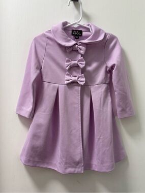 lilt Girls' Lavender Bow-Front Pea Coat